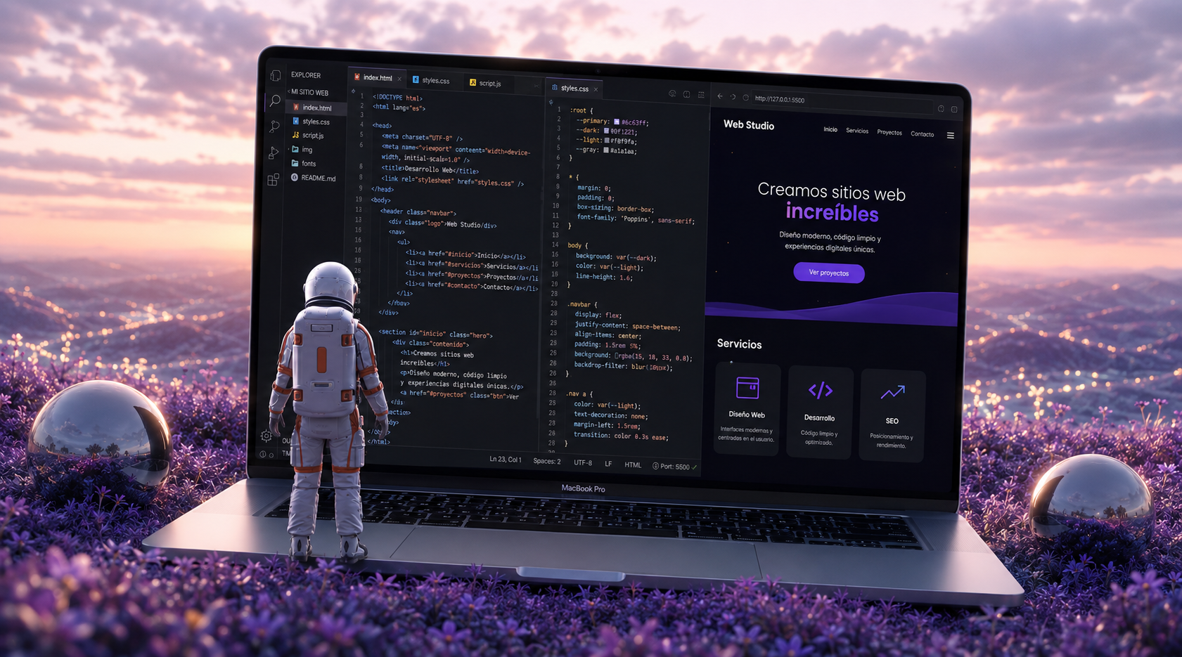 Desarrollo web en pantalla
